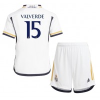Real Madrid Federico Valverde #15 Domáci Detský futbalový dres 2023-24 Krátky Rukáv (+ trenírky)